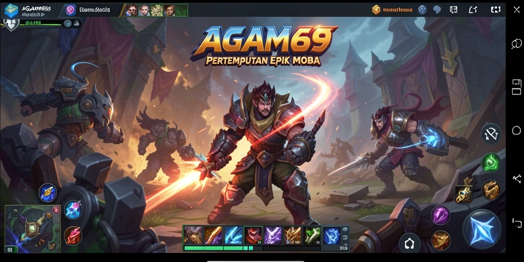 Tangkapan layar gameplay AGAM69 menampilkan aksi pertarungan tim yang dinamis.