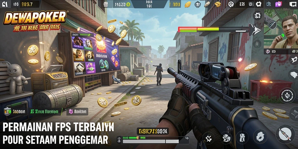 Screenshot DEWAPOKER yang menunjukkan aksi tembak-menembak yang intens.