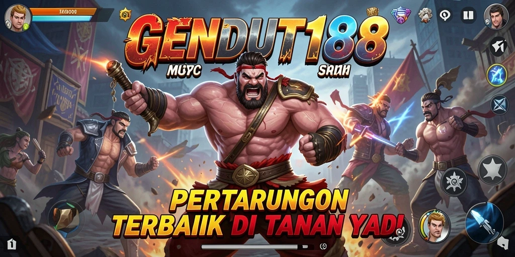 Screenshot utama GENDUT188 menampilkan pertarungan seru antar karakter.