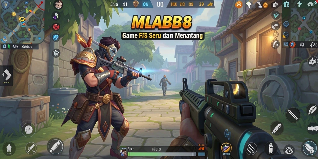 Tampilan gameplay MLBB8 dengan aksi tembak-menembak yang seru.