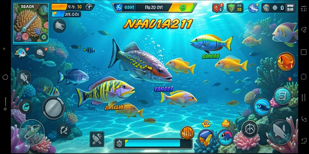 Tampilan gameplay NAGA11 yang menarik dan seru saat menembak ikan.