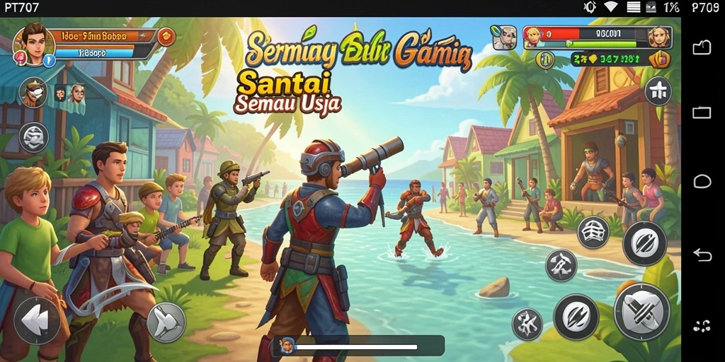 Tampilan gameplay PT707 yang penuh warna dan seru.
