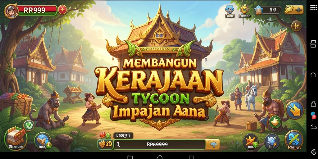 Screenshot gameplay RR999 menampilkan membangun kerajaan bisnis yang sukses.