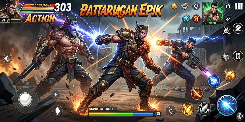 Tampilan seru dari gameplay action yang mendebarkan.