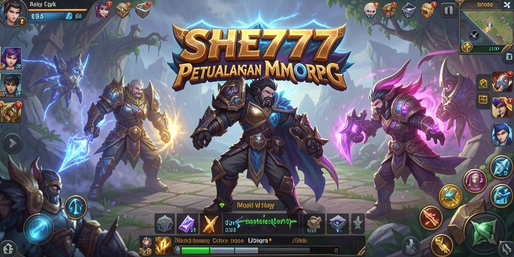 Tangkapan layar gameplay SHE777 yang menampilkan pertempuran epik dan eksplorasi dunia.