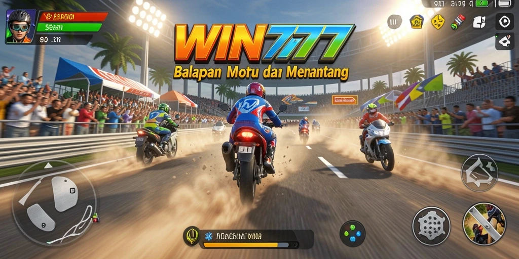Tampilan gameplay balapan motor yang mendebarkan di WIN777.